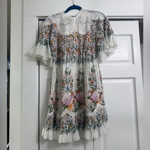 NWT FARM RIO Sweet Bloom Cotton Eyelet Shifts Dress SMALL